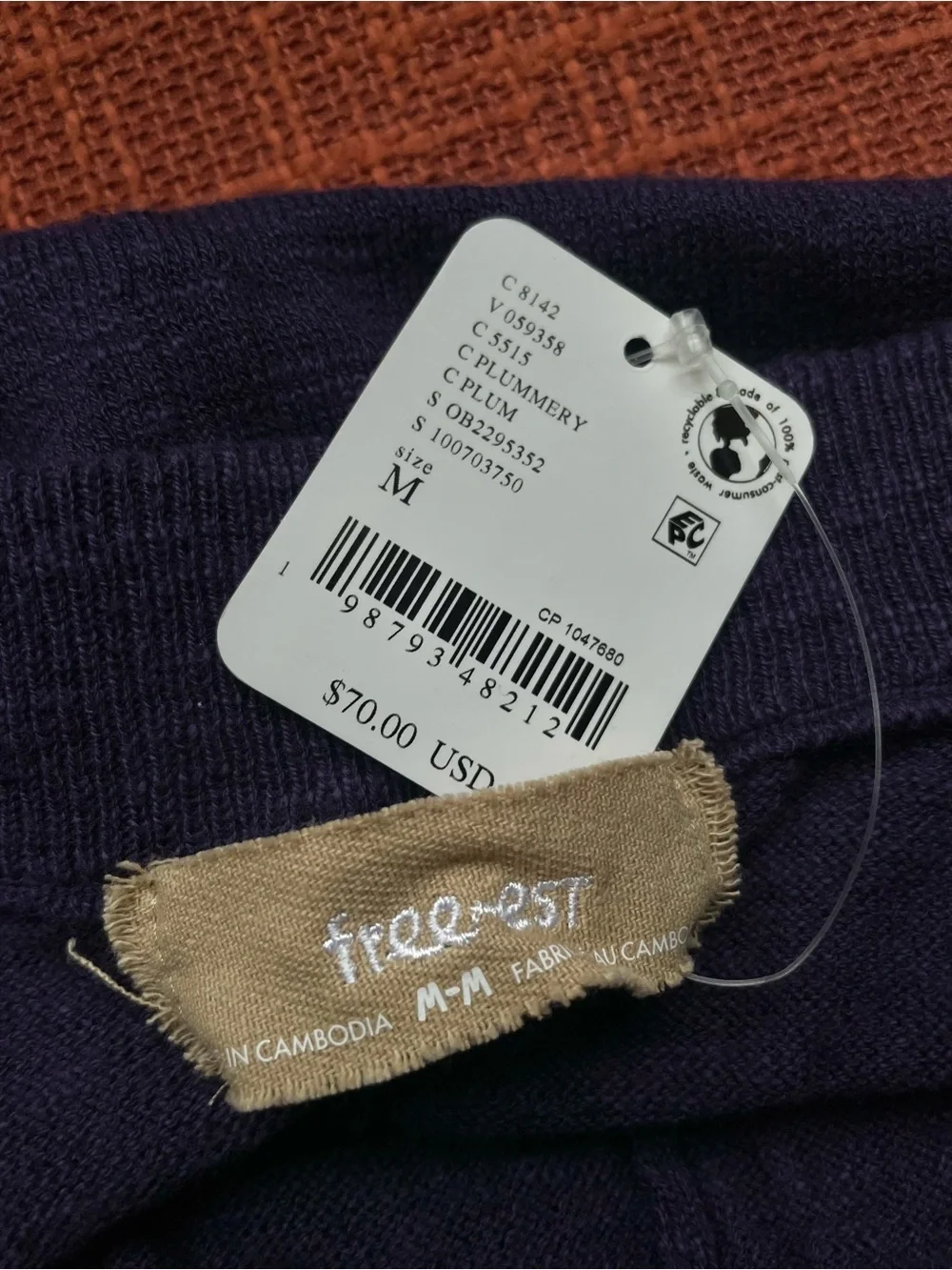 Free People Free-est Indigo Asymmetric Hem Sweater Skirt in Plummery Size M NWT